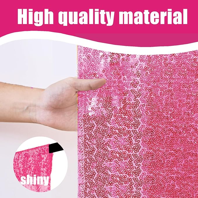Pink Sequin Backdrop Curtains 2Panel 2x8ft - Image 5