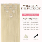 GOO GOO Clip in Hair Extensions Real Human Hair, Remy Human Hair Extensions Clip ins for Women, Natural Human Hair, 22inch 170g 7Pcs, #60A Platinum Blonde