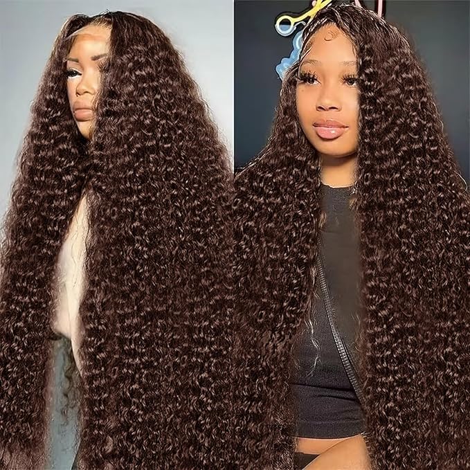 250% Density Deep Wave Human Hair Wig 13x6 Mongolian Lace Front Deep Curly Lace Front Wigs Human Hair Pre Plucked Deep Wave Frontal wig For Black Women Full And Thick (32 Inch, 13x6 Wig)