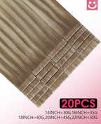 Youngsmile Invisible Tape in Hair Extensions Human Hair #8T60 Ash Brown to Platinum Blonde Balayage Injection Tape in Hair Extensions 20pcs 35g 16 Inch (#8T60,16'')
