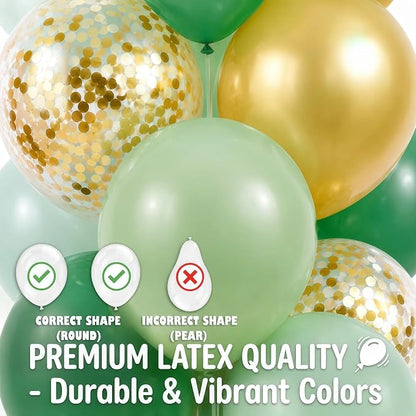 Hiins 2 Set Sage Green Gold Party Balloon Column Kit - Image 4