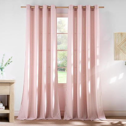 NICETOWN Thick Linen Light Pink Curtains by NICETOWN