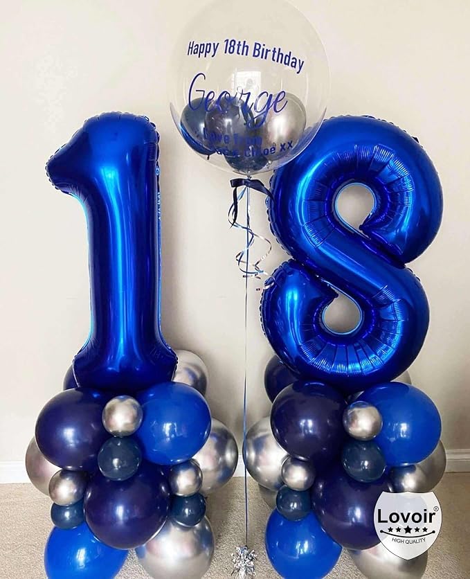 Navy Blue 18 Number Balloons, 40 Inch Giant Number 18 Balloons Foil Mylar - Image 8