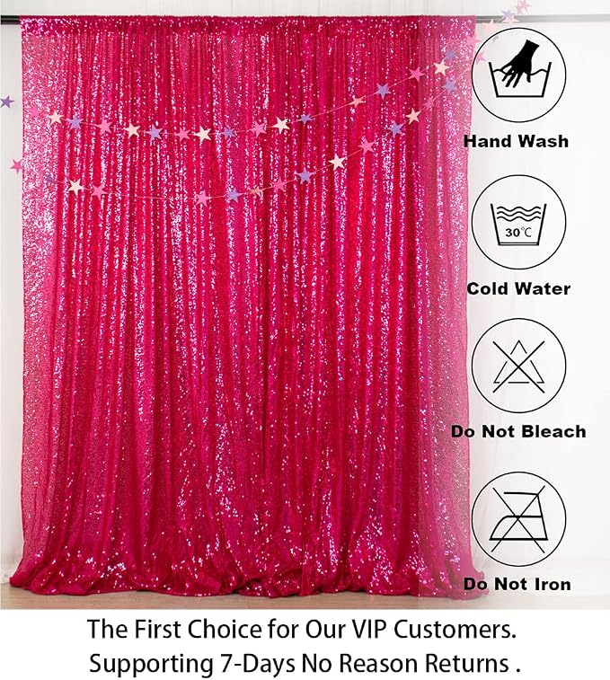 ShinyBeauty 10x10FT Fuchsia Sequin Backdrop - Image 5