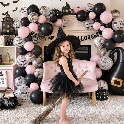HILAVO Pink Halloween Balloons Pastel Pink and Black Bat Balloons | - Image 3