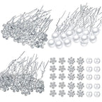 60 Pieces Bridal Hair Pins Accessories Pearl Rhinestone Flower U Shape Clips Jewelry Prom Hair Barrettes Decorations for Brides Bridesmaids Women