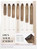 LUVME Clip in Hair Extensions, Straight Seamless 26 Inch 70g 4Pcs Chestnut Brown, 100% Real Remy Human Hair, Soft Natural Full Max Invisible Comfortable Hair Extensions for Women