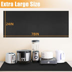 Extra Large Heat Resistant Mat for Countertop, 24 x 78in Fireproof Silicone Mats for Kitchen Counter, Easy to Clean Countertop Protector Mat for Air Fryer, Coffee Maker, Toaster, Oven, Black