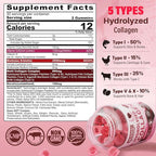 Hydrolyzed Collagen Peptides Gummies for Women & Men, Multi Collagen Type I,II,III,V,X w/ 5000IU Vitamin D3 & Biotin Keratin Hair Vitamin Gummies, Marine Collagen Supplement Gummy - Sugar Free, 60ct
