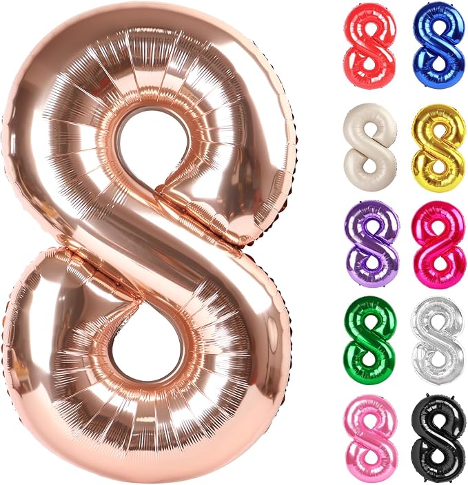 Rose Gold Number 8 Balloon 40 Inch by IWERP