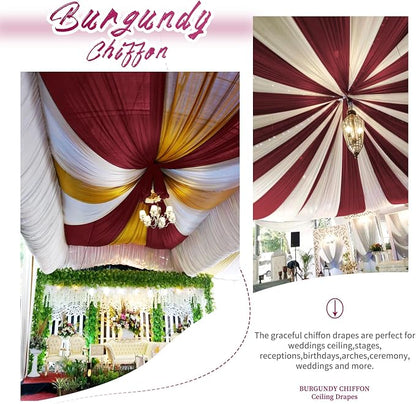 6 Panels Burgundy Ceiling Drapes - Image 6