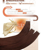 Sunny Hair Tape in Hair Extensions Real Human Hair Invisible Remy Hair Extensions Tape ins for Women Auburn Brown 14 inch 20Pcs 50G