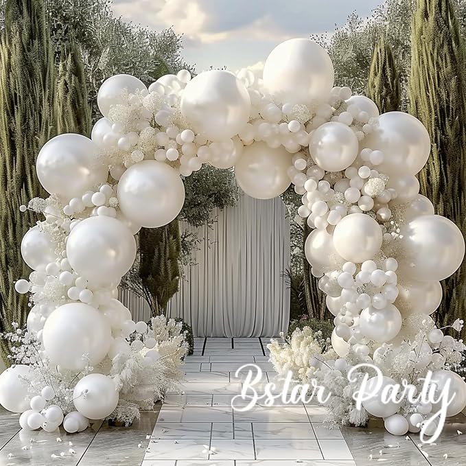 Double Stuffed Pearl White Balloon Garland Arch Kit | 18/12/10/5inch Different - Image 5
