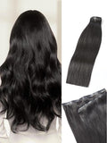 LUVME Straight Seamless 70g 4Pcs Clip in Hair Extensions Full Max with 20inch Remy Human Hair Clip ins Extensions, Natural Black 100% Real Soft Hair
