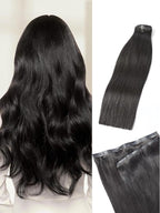 LUVME Straight Seamless 70g 4Pcs Clip in Hair Extensions Full Max with 20inch Remy Human Hair Clip ins Extensions, Natural Black 100% Real Soft Hair