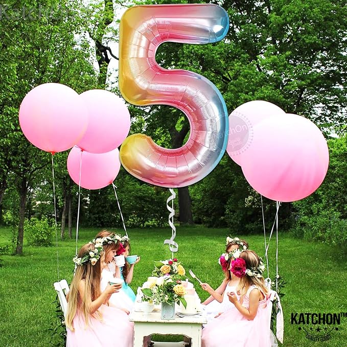 KatchOn Rainbow Number 5 Balloon 40 Inch - Image 3