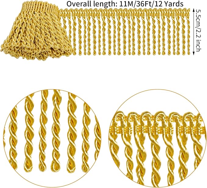 12 Yards Fringe Trim Curtain Fringes 2.5 Inch Wide Fabric Trims Tassel - Image 2