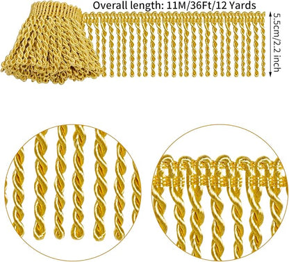 12 Yards Fringe Trim Curtain Fringes 2.5 Inch Wide Fabric Trims Tassel - Image 2
