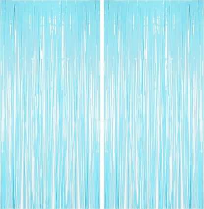 BRAVESHINE Pastel Blue Fringe Curtains Party Streamers Backdrop | 2 Pack | by BRAVESHINE
