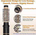 Round Hair Blow Dryer Brush - 1.2 Inch Ceramic Barrel Hair Dryer Brush for Short/Middle Hair, One Step Drying, Volumizing, Straightening and Styling, Negative Ionic Dryer Brush(Black-Brass, 1.2)