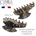 Camila Paris CP2483 French Hair Clip for Women Thick Hair for Long Curly Wavy Hair, Handmade Onyx, Girls Hair Claw Clips, Durable Styling Big Claw Clip for Thick Hair, Strong Hold Grip Made in France