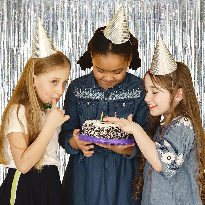 10 Pack Silver Backdrop Curtain 3.2ft x 8.2ft Metallic Tinsel Foil Fringe - Image 5