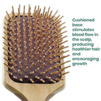 Giorgio Eco Friendly Wooden Bristle Hairbrush - Large Detangling Brush and Hair Growth Brush for Thick or Long Hair - Paddle Hair Brush Made with Anti Static Beechwood, Silicone Massage Cushion