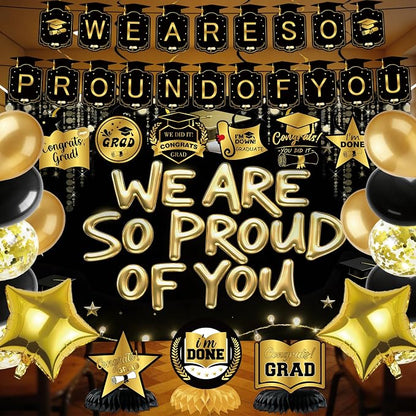 Black Gold We are So Proud of You Decorations, We are So Proud of You Banner by Dormirpilow