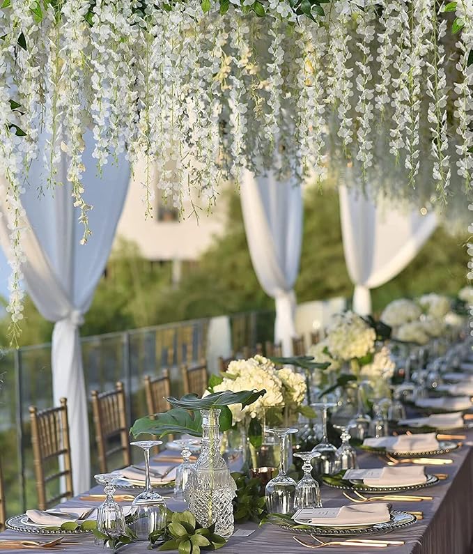 Wisteria Hanging Flowers 24 Pack Artificial Flowers Fake Wisteria Vine Rattan - Image 5