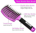 Detangling Brush Boar Bristle Hairbrush for Adult & Kids Wet or Dry Hair - KTKUDY Detangler Hair brush Getting Knots Out without Pain - Adds Shine and Makes Hair Healthier (Set of 2)