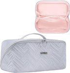 Leudes Hair Tools Travel Bag For Dy son Airwrap Hair Dryer Shark Flex Style Carrying Case Travel Makeup Bag Portable Pouch Open Flat Packing Organizers with Divider and Handle (Light Grey)