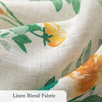 MYSKY HOME Floral Kitchen Curtains 36 Inches Linen Tier Curtains Farmhouse - Image 6