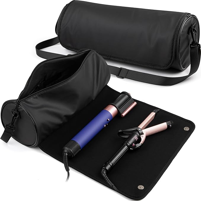 Hair Tools Travel Bag, Hair Tool Organizer with Large Heat Resistant Mat, Hair Dryer Curling Iron Travel Case for Flat Irons, Straighteners and Haircare Accessories