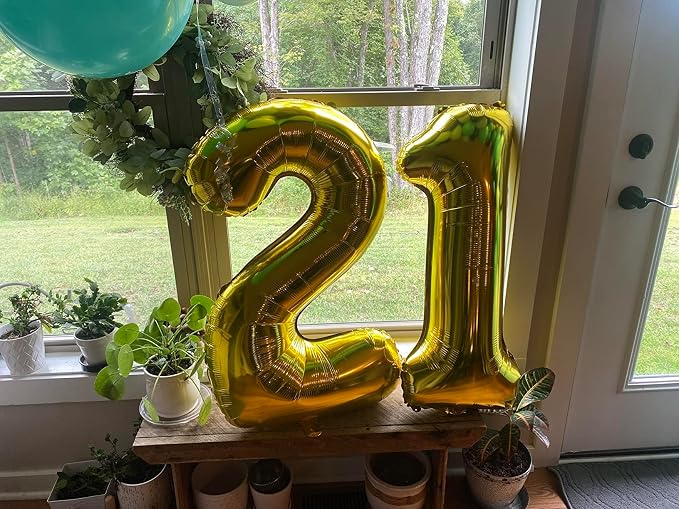 7 Balloon Numbers Party Decorations, 40In Gold Balloons - Image 2