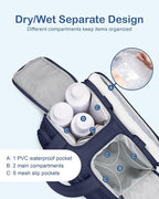 TOPDesign Travel Toiletry Bag for Women, Puffer Large Toiletry Bag, Lightweight Cosmetic Makeup Organizer with Handle for Traveling, Accessories, Essentials, Toiletries (Navy Blue)