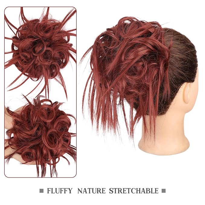 HMD Tousled Updo Messy Bun Hair Piece Hair Extension Ponytail With Elastic Rubber Band Updo Bun Synthetic Hairpieces for Women