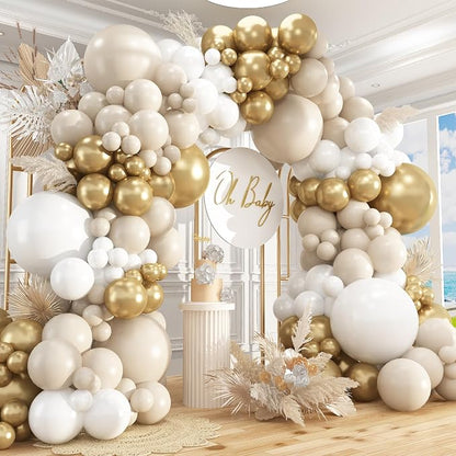 412pcs Sand White Gold Balloon Arch Kit, 18 12 10 5 Inch Different Size White by PAXILE