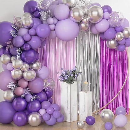 Frienda 4pcs Purple and Silver Party Decorations 6.6ft Fringe Curtains - Image 5
