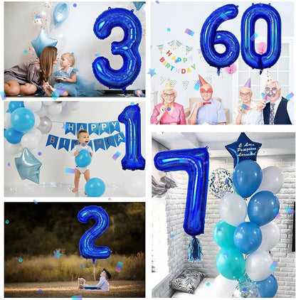 40 inch Navy Blue Number Balloon Dark Blue 2 Balloons Giant Foil Helium - Image 5