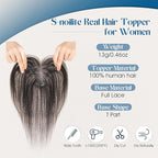 Hair Topper Human Hair Curtain Air Bangs Topper for Women,3.54x4.92 T-part Lace Base Real Human Hair Topper Hair Piece for Daily Wear(Air Bangs,Natural Black)