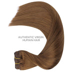 WENNALIFE Clip in Hair Extensions Real Human Hair, 22 Inch 120g 7pcs Human Hair Extensions Clip In Human Hair, Light Auburn Brown Hair Extensions Clip In Real Hair Coloured Remy Human Hair Extensions