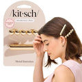 Kitsch Gold Hair Barrettes For Women - Stylish, Durable & Elegant Metal Hair Clips for Everyday or Special Occasions - Cloud & Bubble Design | Ideal Gifts for Women 2pc Set