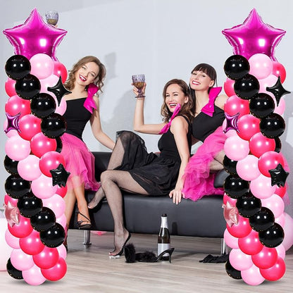 Gejoy 110 Pcs Pink Rose Red Black Balloons Column Stand Kit Adjustable Tower - Image 5