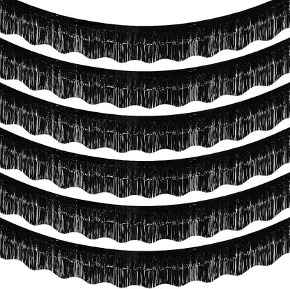LOLStar Black Foil Fringe Tinsel Garland, Tinsel Streamers Banner, 6 Pack | by LOLSTAR
