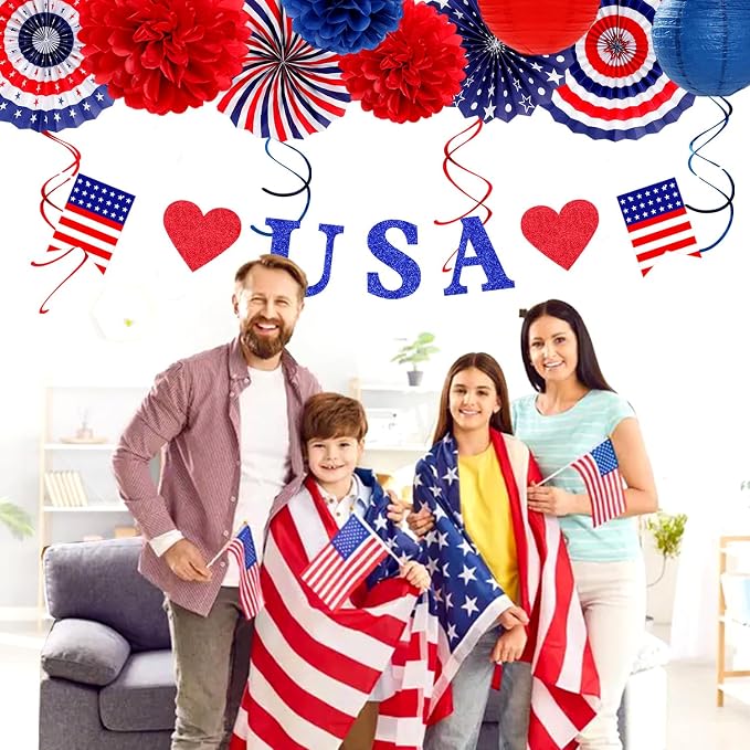 Red-White Blue Memorial-Day Patriotic Decorations - Image 2