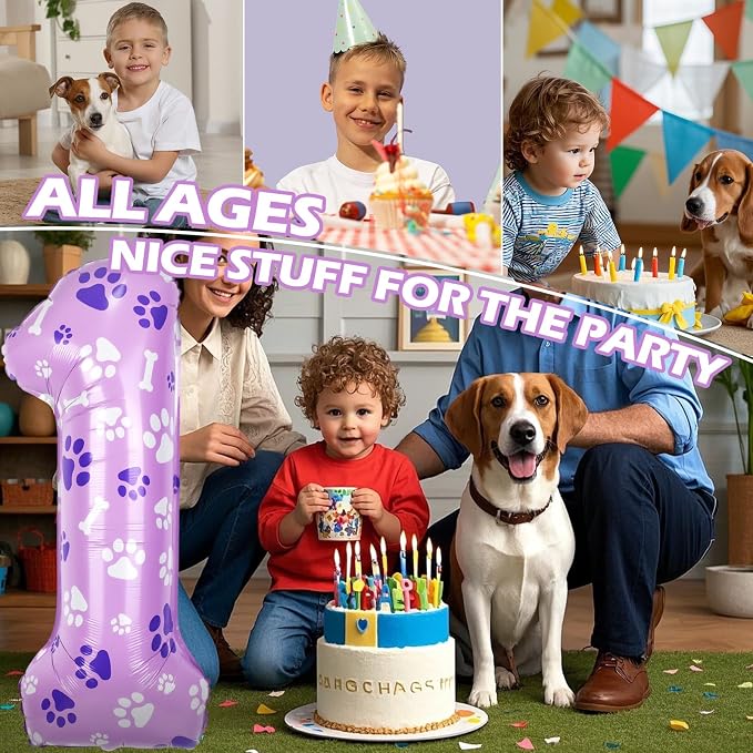 40 Inch Pink Dog Paw Balloons, Numeral 1Birthday Balloons - Image 7