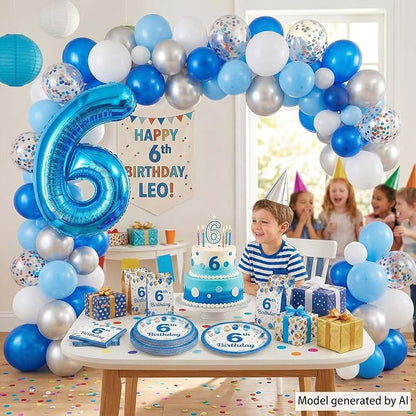 Light Blue Number 6 Balloon 40 Inch, Foil Numeral - Image 2