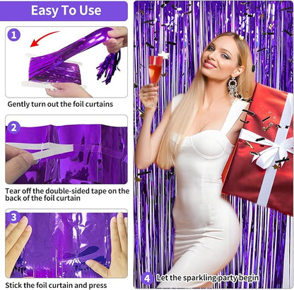 JINSUI Purple Fringe Backdrop 3.3x8.2ft, 2 Pack Streamers Party Decorations | - Image 6