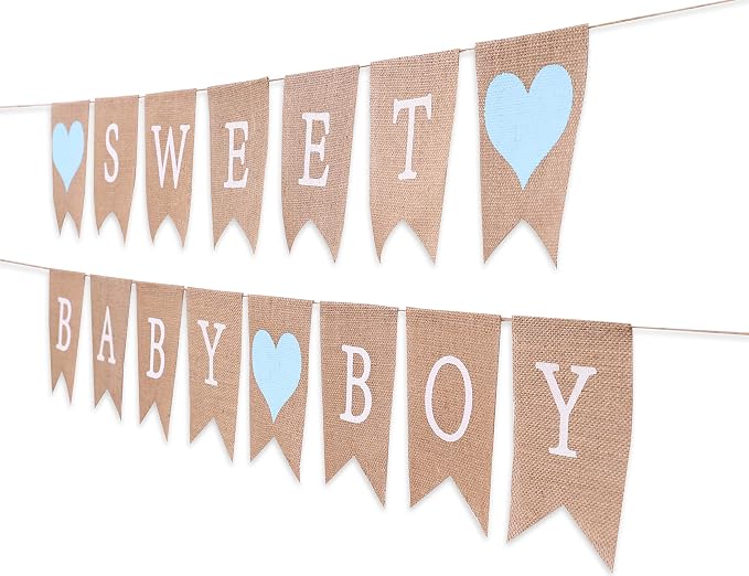 Sweet Baby Boy Burlap Banner - Image 6