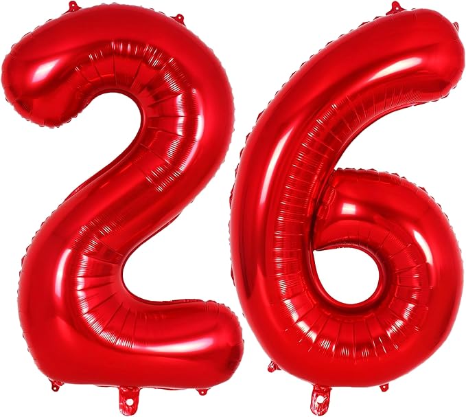 Red Number 26 Balloons, 40 Inch Big Large Foil Number Balloons, Jumbo Giant by AIQINHU